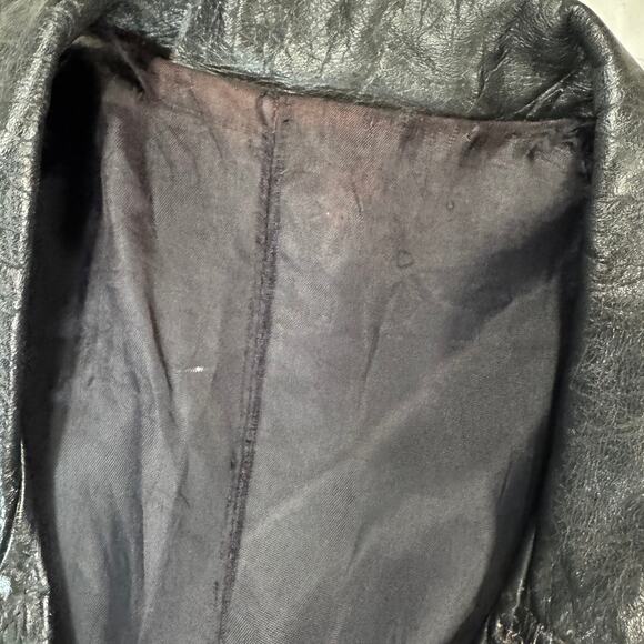 Vintage Leather Jacket Mens Coat 60s 70s Disco Size L Lightly Distressed - Picture 4 of 7